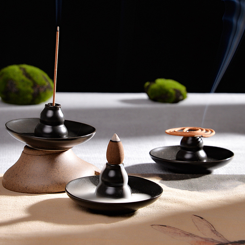 Home Fragrance Miniso - Brûleur d'encens multifonctionnel noir à reflux,